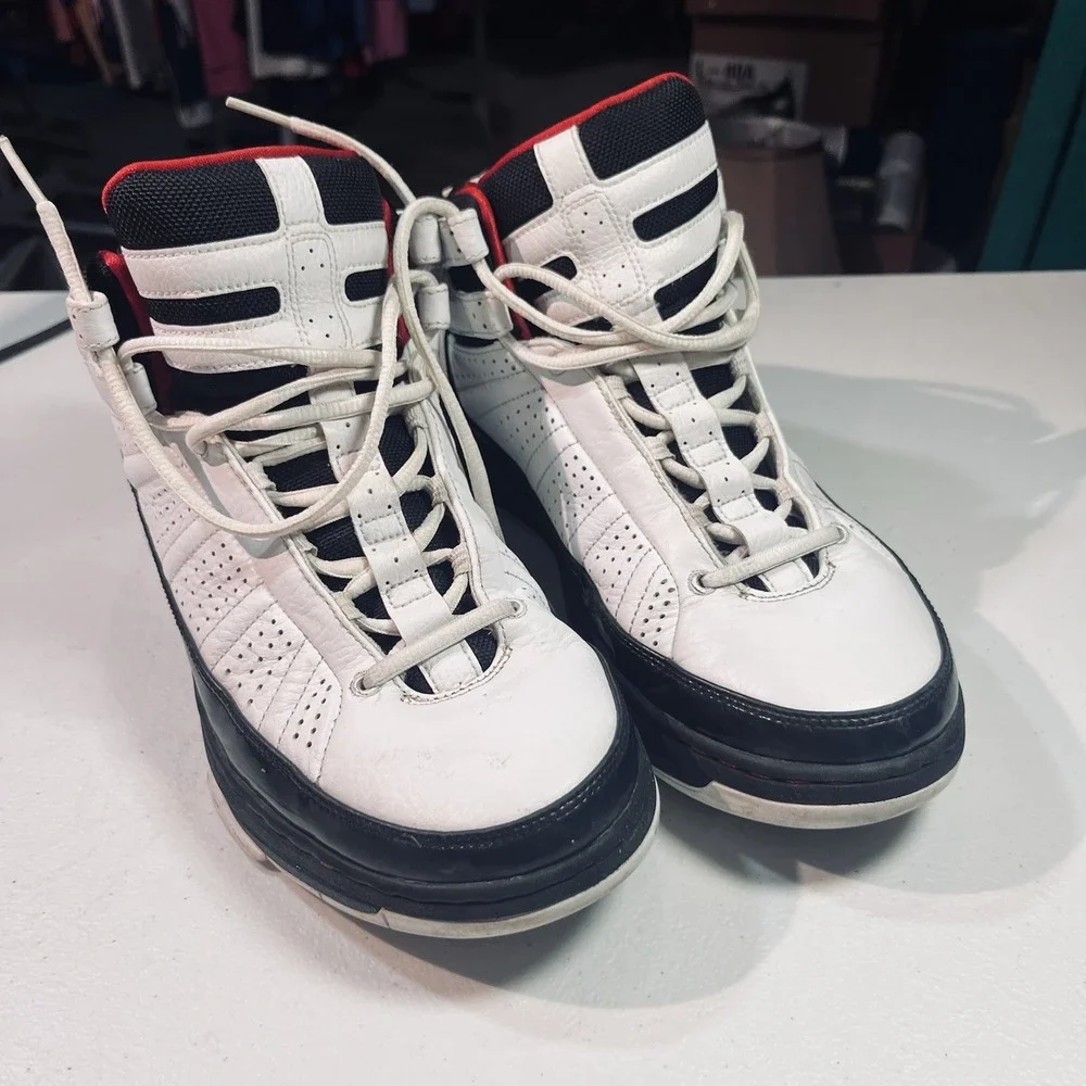 JORDAN FLIGHT TEAM:395324-101 White/black Varsity Red Sneakers Men's Sz 10.5 EUC